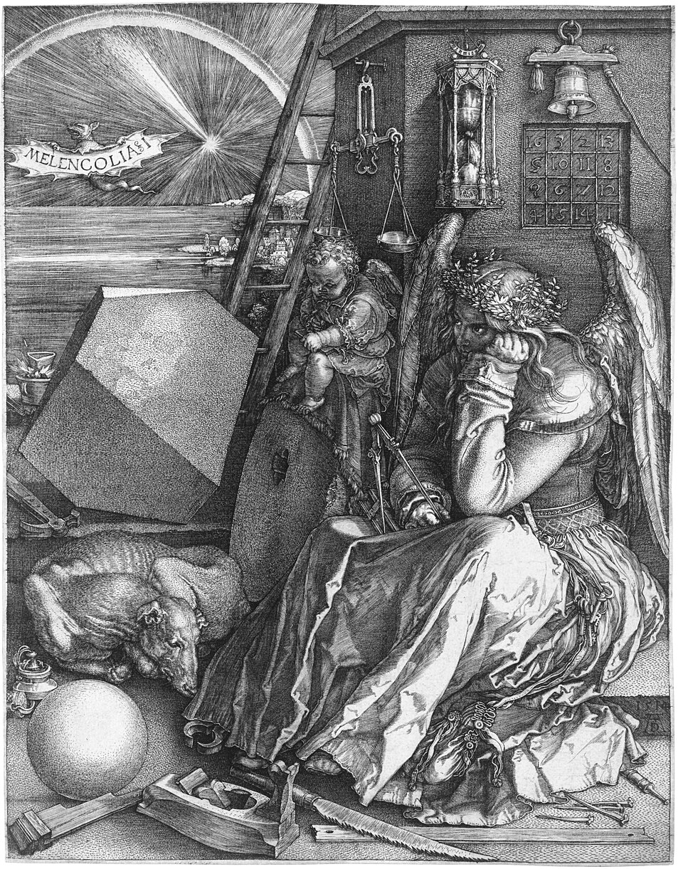 Melancolía I - Albrecht Durer Esta pintura representa la melancolía y la tristeza de un hombre en un estado de profunda depressón 1 melancolia i albrecht dureresta pintura representa la melancolia y la tristeza de un hombre en un estado de profunda depresson